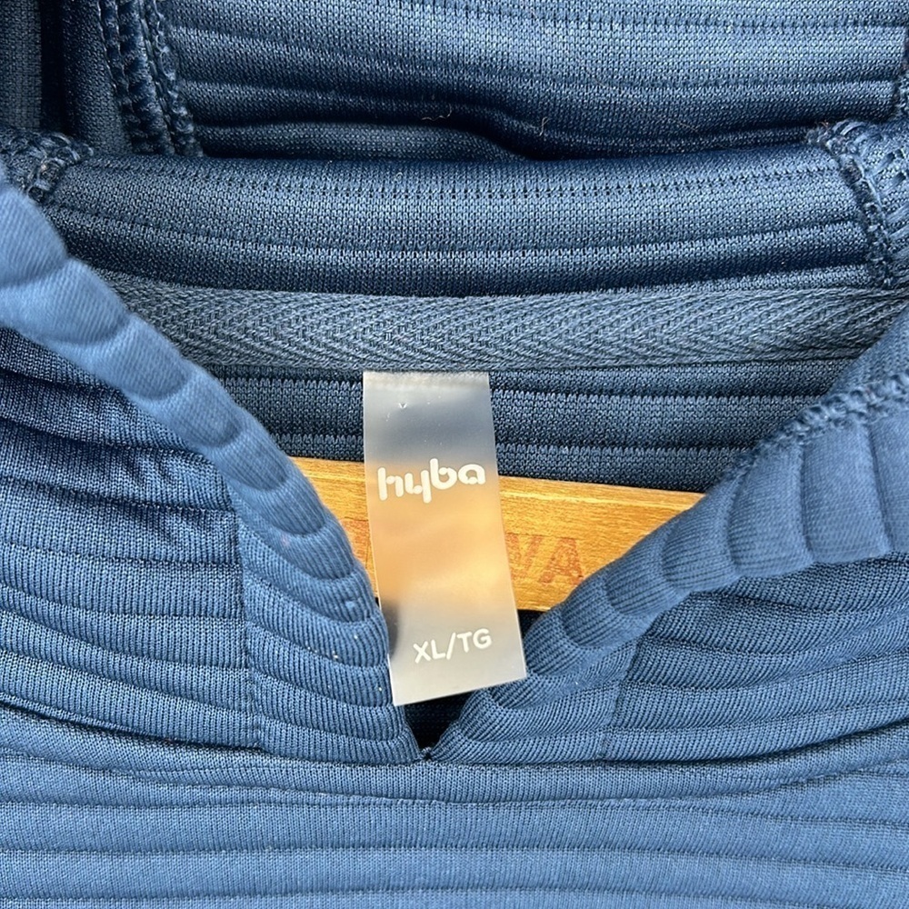 Hyba Textured Hooded Pullover Women's XL Blue Yoga Walk Gym Workout Bike Hike - Picture 4 of 7